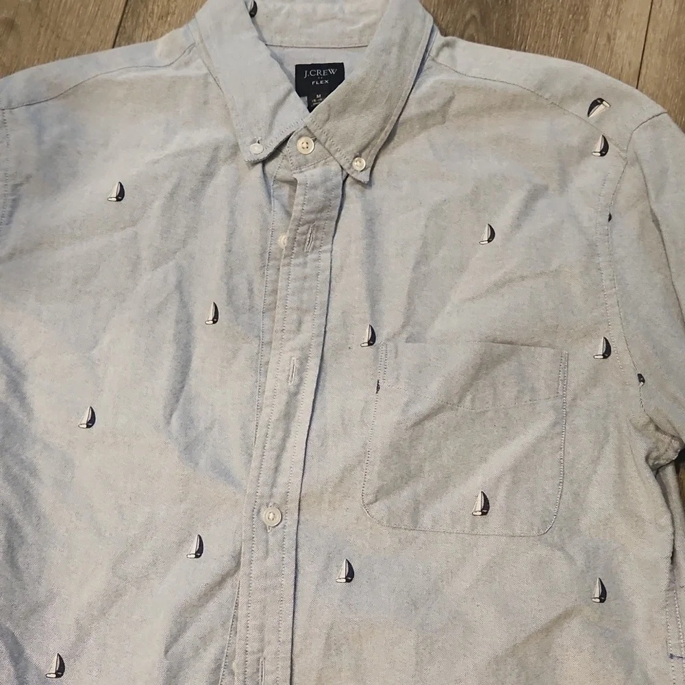 J Crew Men's Light Blue Sailboat Shirt